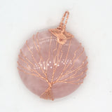Tree of Life Wire Wrapped Crystal Pendant Rose Gold  for Making Jewelry #SP0835