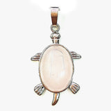 Natural Gemstone Turtle Pendant Silver‑Tone Alloy Tortoise Animal Charm Oval Inlaid Crystal Stone 36×24mm Chakra Reiki Healing Pendant for DIY Necklace Jewelry Making Bulk Wholesale