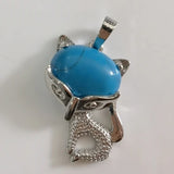 Natural Crystal Fox Pendant Necklace, Retro Turquoise & Multi-Gemstone Charm for Women & Girls