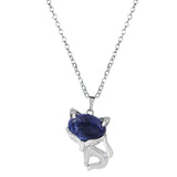 20×30mm Natural Crystal Fox Head Pendant Necklace, Healing Gemstone Beads for DIY Jewelry