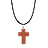 Natural Stone Cross Pendant Necklace Wholesale Assorted Healing Crystal Quartz Crucifix Amulet with Adjustable Cord Spiritual Jewelry Gift for Men Women