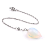 Natural Quartz Crystal Water Drop Pendulum Faceted Teardrop Gemstone Healing Pendulums with Silver Chain for Dowsing Divination Chakra Energy Balancing