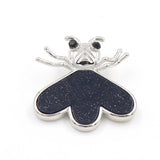 Natural Gemstone Bee Pendant Silver Plated Heart Wing Crystal Bee Charm for DIY Necklace Making Fashion Women Jewelry