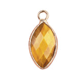 Natural Crystal Marquise Cut Pendant: 18mm Gold-Plated Healing Stone Charm for Necklaces & Spiritual Gifts