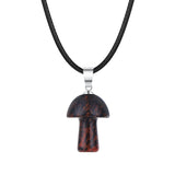 15×20mm Natural Crystal Mushroom Pendant Necklace, Mini Gemstone Chakra Healing Jewelry