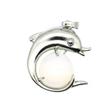 Ocean Serenity: Handcrafted Natural Stone Dolphin Pendant • Healing Crystal Marine Animal Totem • Silver Plated Jewelry Gift