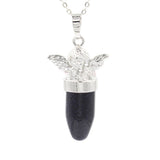 Angel Crystal Bullet Pendant Silver Plated Natural Stone Guardian Angel Charm for Reiki Chakra Necklace Making