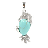 Silver Parrot Gemstone Pendant for DIY Making Jewelry #SP1764-Bird Animal Charms