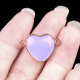 13MM Gemstone Heart Pendant Connector for Making Jewelry Wrapped Gold Plated