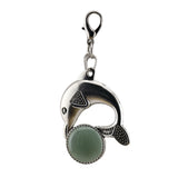 Bohemian Silver Marine Dolphin Key Ring • Cute Sea Animal Crystal Sphere Holder Charm • Unisex Beach Summer Theme Key Holder Clip Gift