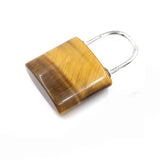 Natural Quartz Lock Shaped Pendant Necklace, Reiki Healing Crystal Chakra Jewelry for Women