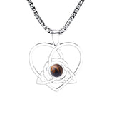 Stainless Steel Celtic Knot Heart Necklace Gemestone Triquetra Symbol Pendant - Eternal Love Spiritual Jewelry for Women & Men