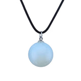 20mm Natural Crystal Sphere Pendant With Black Wax Cord, Round Gemstone Ball Chakra Healing Necklace Charms For DIY Jewelry Making & Friendship Gift