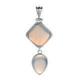 Geometric Elegance Natural Gemstone Pendant – Double Tier Rhombus & Teardrop Crystal Jewelry Gift