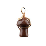 20mm Natural Crystal Mushroom Pendant  Wire-Wrapped Gemstone DIY Jewelry for Gifts