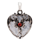 32×42mm Antique Silver Dragon Heart Pendant | Natural Gemstone Gothic Charm for DIY Jewelry