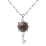 Sunflower Key Gemstone Pendant Necklace for Women Men #SN1766 with Silver Chain