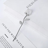 Natural Gemstone Rose Flower Pendants | Handcrafted Silver Metal Long Stem Crystal Roses for Valentines Day, Home Decor & Spiritual Healing Gifts