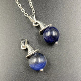 Antique Silver Witch Hat Natural Crystal Sphere Pendant Necklace, Mini Wizard Cap Round Gemstone Chakra Healing Jewelry for Halloween Christmas Gift