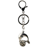 Bohemian Silver Marine Dolphin Key Ring • Cute Sea Animal Crystal Sphere Holder Clip • Heavy-Duty Swivel Lobster Clasp Christmas Gift