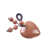 Natural Heart Crystal Keychain, Hand Knotted Chakra Gemstone Beads Love Stone Keyring for Mother’s Day Gift