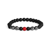 Elastic Bead Bracelet, 8mm Natural Obsidian Hematite Chakra Healing Protection Bracelet Stackable Wrist Jewelry Gift for Him Her