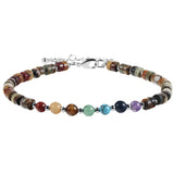 7 Chakra Healing Heishi Stone Beaded Bracelet Natural Gemstone Disc Bead Adjustable Silver Chain Bracelet for Yoga Meditation Women Men