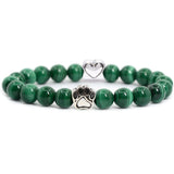 8mm Natural Crystal Stretch Beaded Bracelet with Heart Rhinestone Charm 19cm Elastic Energy Healing Gemstone Bracelet for Women Yoga Jewelry
