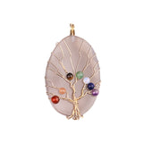 Hand-Wrapped Tree of Life Agate Pendant: 7 Chakra Healing Crystal Necklace with Copper Wire for Spiritual Wellness