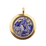 Round Gold Gawu Box Pendant with Chip Stone Stainless Steel Floating Locket Crystal Specimen Keepe Custom for Keepsakes & Healing Stones