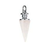 Natural Crystal Cone Pendulum Pendant Reiki Chakra Healing Pointed Gemstone Pendulum Charms for Dowsing Divination Necklace Jewelry Making