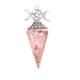 Triple Moon Pentacle Orgone Pendulum Pendant Resin Crystal Dowsing Charm for Wicca & Spiritual Jewelry