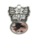High Quality Natural Colorful Gem Stone Alloy Butterfly Pendant Fashion Women Jewelry Accessories for Children's Party Necklace