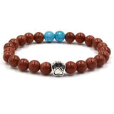 Natural Stone Stretch Beaded Bracelet with Turquoise Accent & Heart Charm Chakra Energy Healing Elastic Bracelet for Women Stacking Jewelry