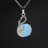Natural Round Crystal Stone Pendant Wing Silver Plated Wrapped Gemstone Pendant Chakra Reiki Healing Crystal Charms for Jewelry Making Necklace