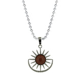 Boho Celestial Sun Crystal Necklace - Natural Gemstone Stainless Steel Chain