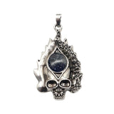 Dark Culture Silver Skull Fire Charm • Vintage Biker Flame Skeleton Replacement Pendant • Unisex Rocker Hip Hop Halloween Jewelry Gifts
