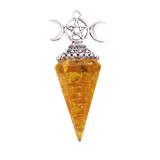 Triple Moon Pentacle Orgone Pendulum Pendant Resin Crystal Dowsing Charm for Wicca & Spiritual Jewelry