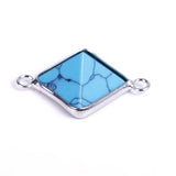 Silver Bezel Double Loop Mini Pyramid Crystal Connector Charm, 16×16mm Natural Gemstone Pyramid Link for DIY Bracelet Necklace Making