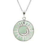 Sun and Moon Natural Gemstone Pendant Necklace Multi Color Healing Crystal Silver Plated Charm Jewelry for Women Gift