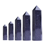 Multi-Sized Syn.Blue Goldstone Hexagonal Pillar Decoration Office Ornament Tower Stone Crafts DIY Accessory Gift