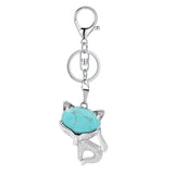 Natural Fox Keychain Crystal Energy Stone Pendant for Women’s Fashion Jewelry