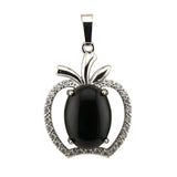 Natural Stone Apple Pendant Necklace • Sterling Silver Crystal Fruit Charm • Healing Crystal Gemstone Jewelry Gift for Women