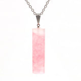 Natural 7 Chakra Crystal Gravel Cylindrical Pendant Resin Healing Stone Column Necklace Women Fashion Jewelry