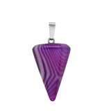 Gothic Faceted Cone Crystal Necklace, Natural Gemstone Pendulum Pendant with Stainless Steel Chain, Minimalist Bullet Point Choker Gift for Women & Men