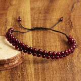 Tiny Mini Natural Stone Beaded Sliding Knot Bracelet, Adjustable Braided Cord Stackable Layering Bracelet for Women Boho Daily Jewelry