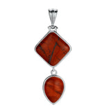 Geometric Elegance Natural Gemstone Pendant – Double Tier Rhombus & Teardrop Crystal Jewelry Gift