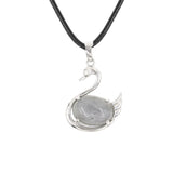 Graceful Swan: Handcrafted Natural Crystal Pendant Necklace • Premium Copper Bird Totem Amulet • Adjustable Black Cord Choker for Women Men