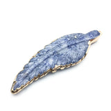 Gold Edge Natural Stone Feather Pendant, Angel Wing Gemstone Charm for DIY Necklace Earring Keychain Jewelry Making