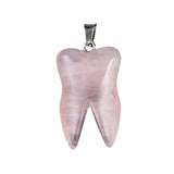 32mm Natural Crystal Tooth Pendant | Hand-Carved Gemstone Tooth Charm Necklace for Reiki Healing